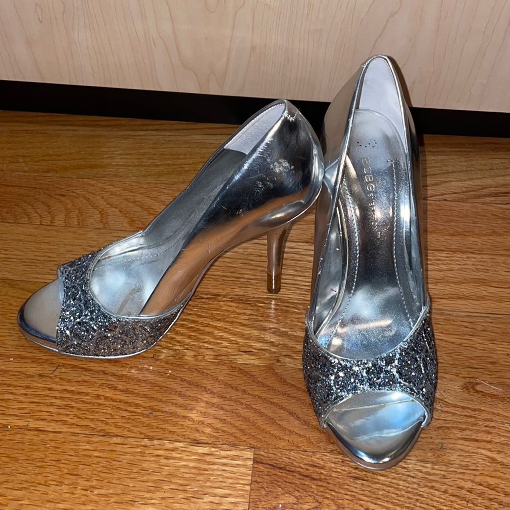 Silver Glitter Heels